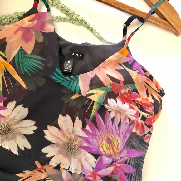 {Aqua} Vibrant Floral hi-low hem dress - Picture 9 of 13